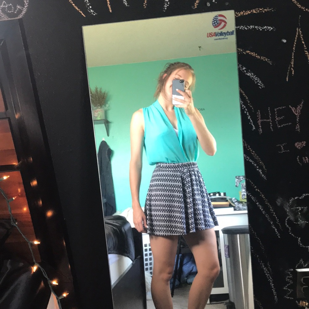 Patterned black and white skater skirt